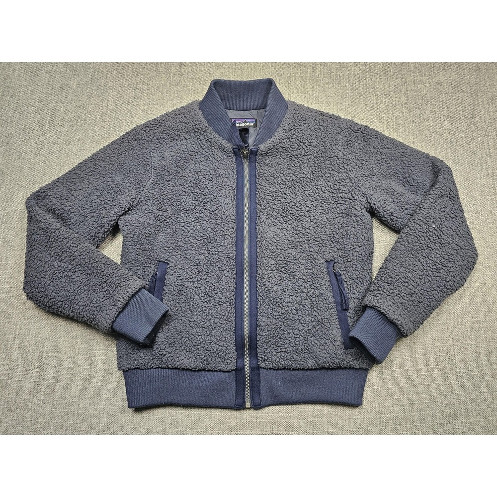Patagonia Jacket Womens Small Gray Sherpa Fleece Full Zip Bomber Style 25240FA18
